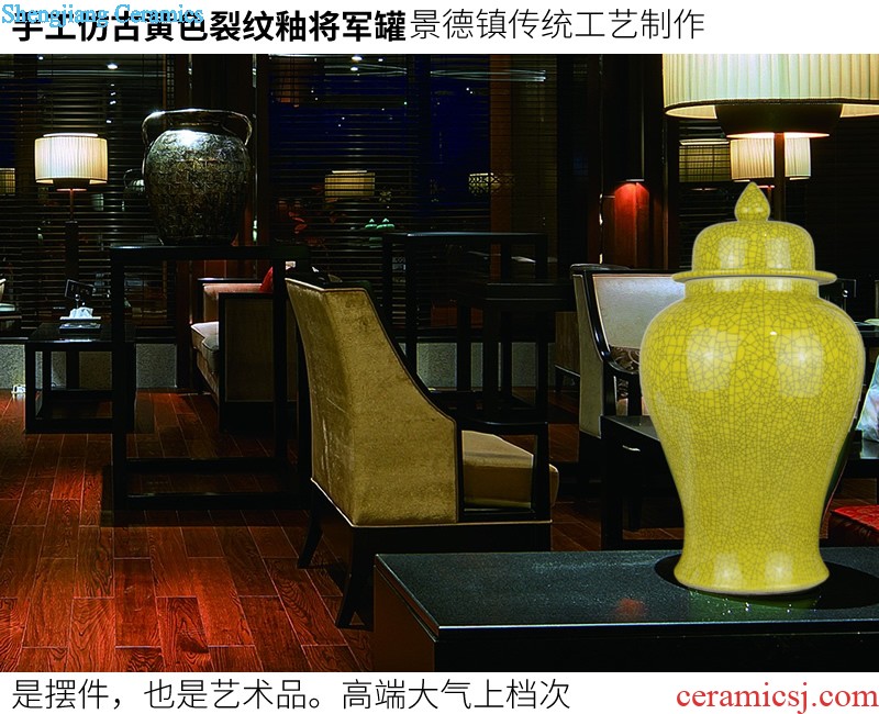 Jingdezhen ceramics Archaize peacock blue vase Chinese sitting room ark creative retro furnishing articles ornaments