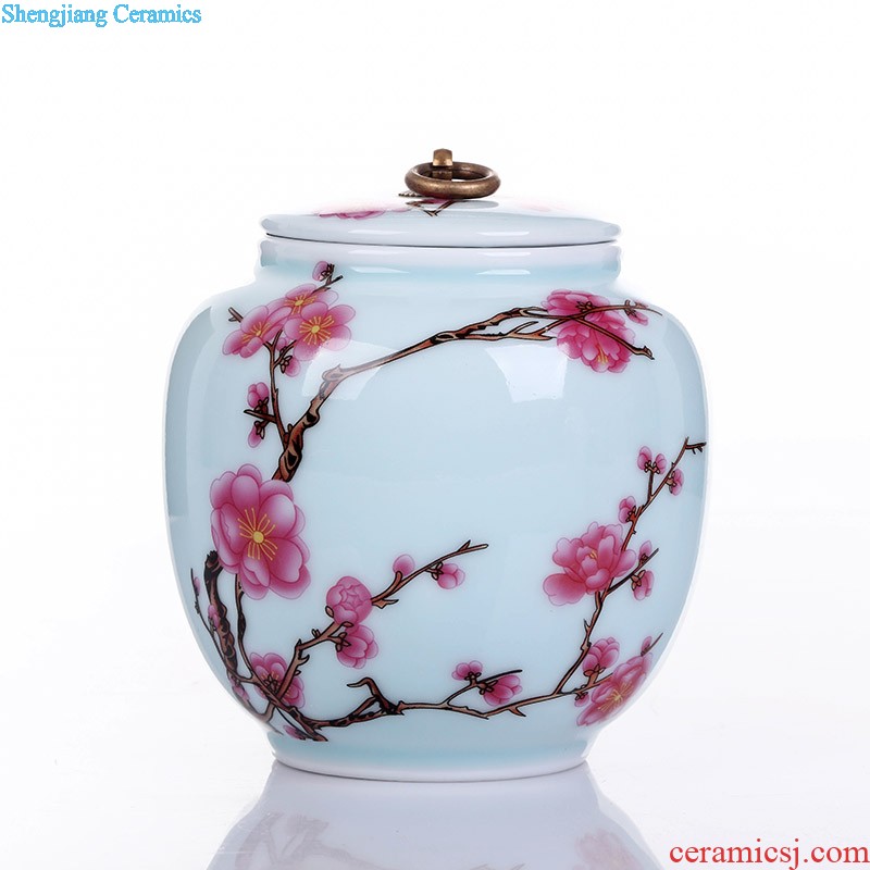 Exhibition of jingdezhen ceramics pu 'er tea tea pot of tea urn storage storehouse boxes large plum tea caddy