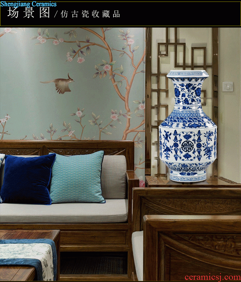 Thin jingdezhen ceramic vase decorated the living room New Chinese style living room furnishing articles hand-painted hotel TV ark decoration