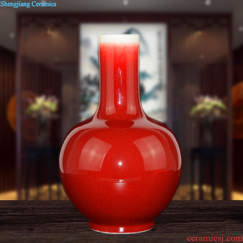 Jingdezhen ceramics China's large red vase Chinese style wedding wedding sitting room place home decorations