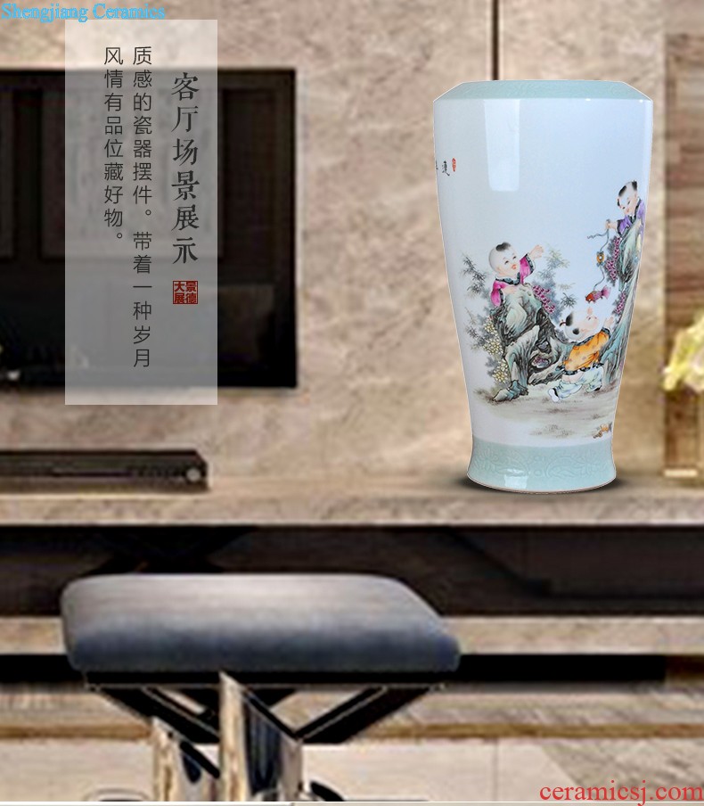 Jingdezhen ceramic hand-painted vase vase planting new Chinese style household adornment handicraft sitting room TV ark furnishing articles