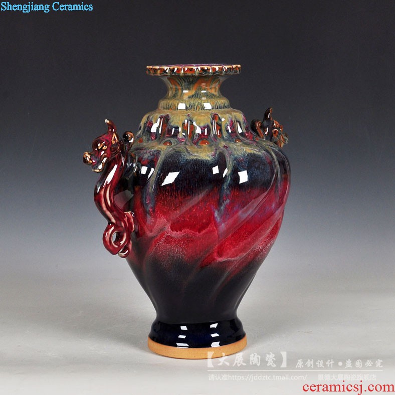 Hand-painted ceramic vases, big gourd furnishing articles Chinese style restoring ancient ways hotel opening gifts crafts sitting room adornment