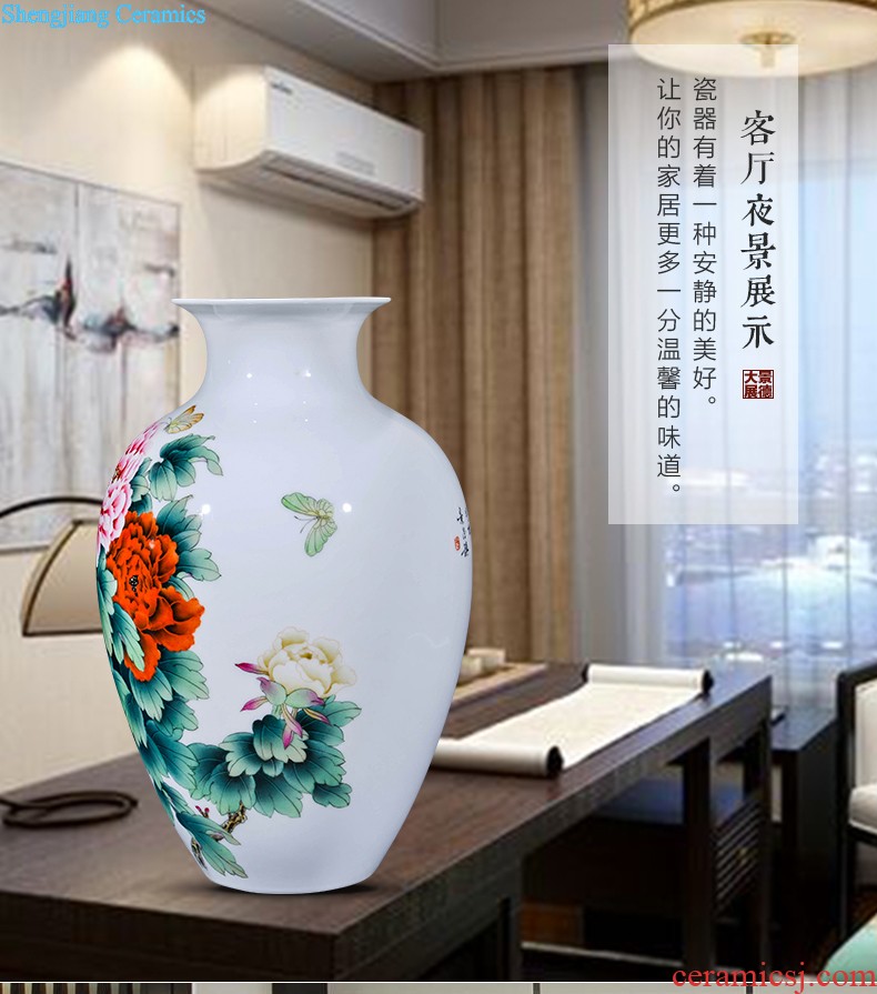 Jingdezhen ceramics hand-painted vases, flower arranging new Chinese style household adornment handicraft sitting room half a knife mud furnishing articles