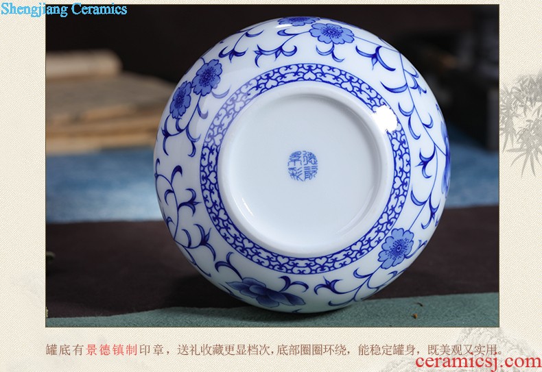 Jingdezhen hand-painted ceramic seal pot large metal caddy cover POTS sitting room place POTS of blue and white porcelain