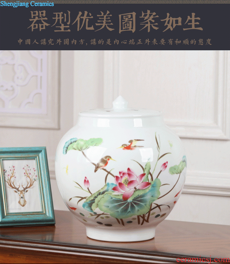 Exhibition of jingdezhen sealing ceramic pu 'er tea pot pot large blue and white porcelain tea cake box wake receives seven cake