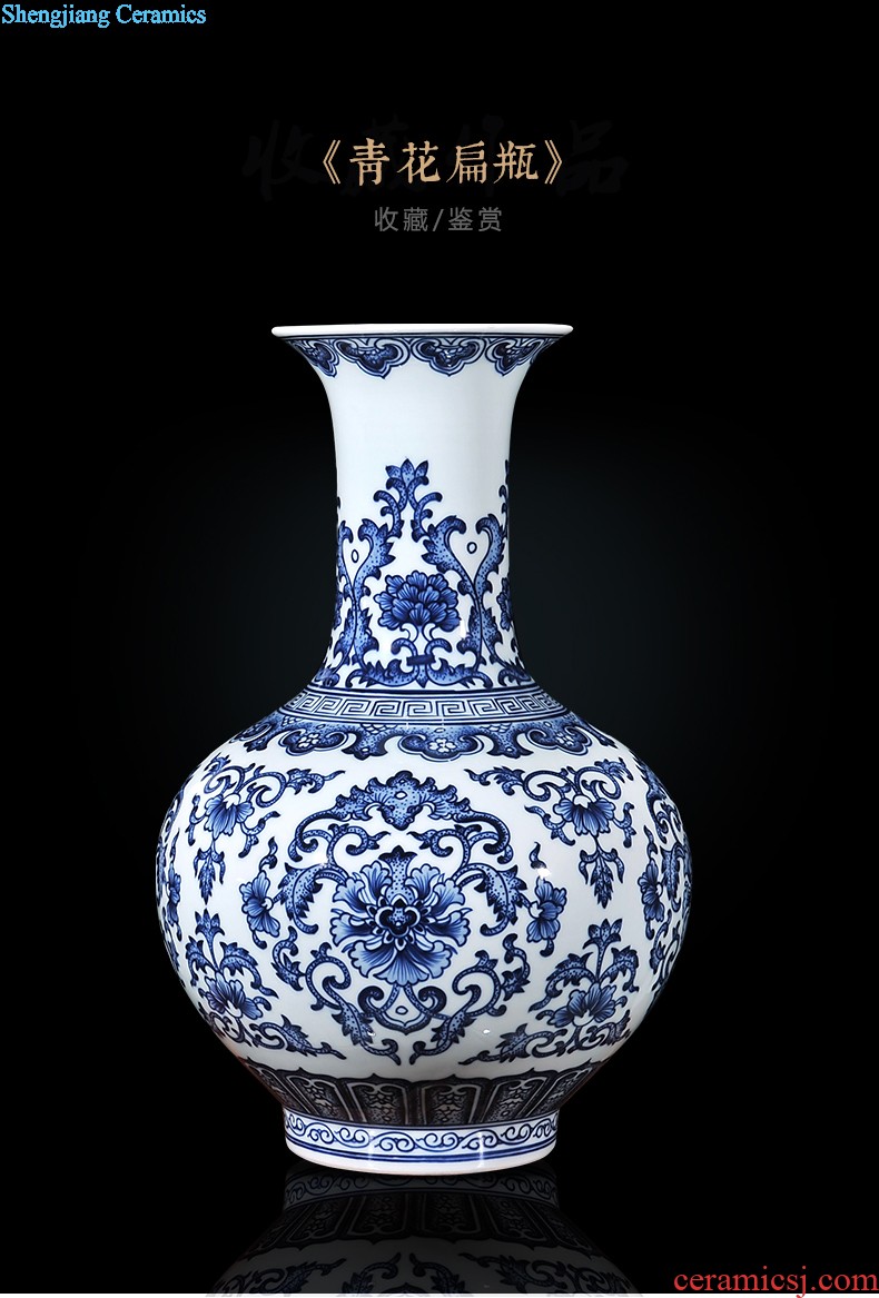 Jingdezhen hand-painted ceramic vases, contracted and contemporary and fashionable household furnishing articles lotus flower arrangement sitting room place dry vase