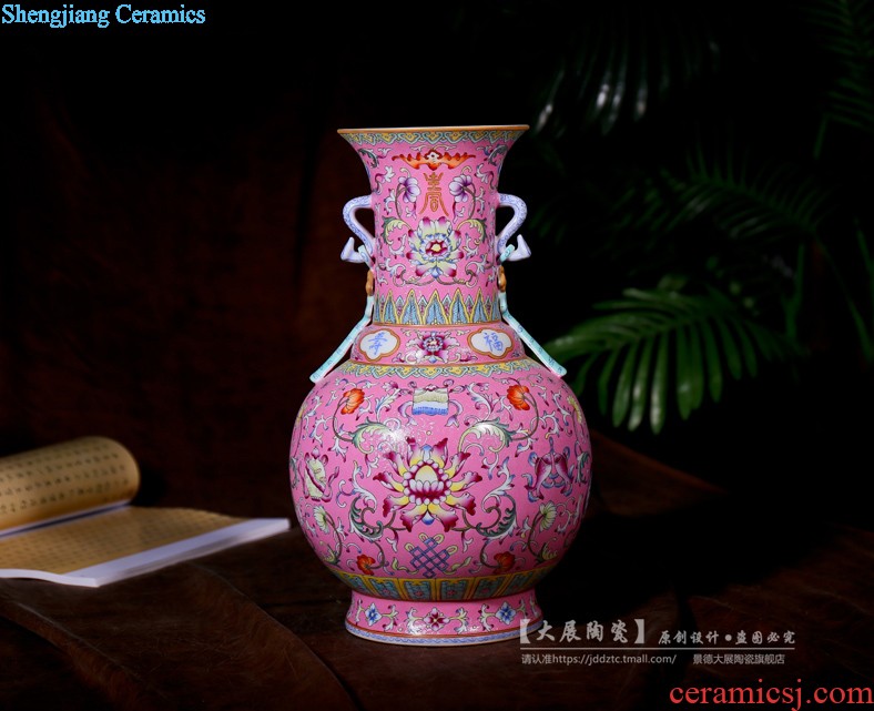 Jingdezhen antique hand-painted blue and white porcelain vase furnishing articles home office rich ancient frame decorate give away gift porcelain