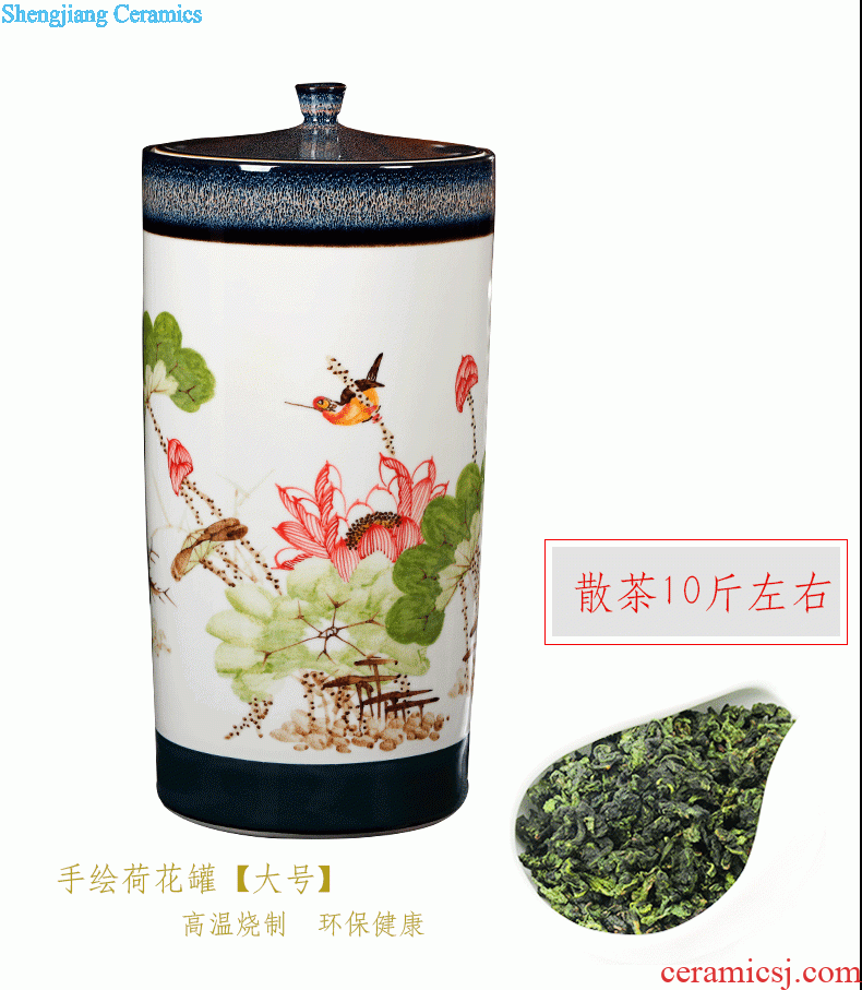 Large tea canister ceramic tea urn storage pu-erh tea and tea bucket seal tea boxes, tea set 6 kg powder POTS