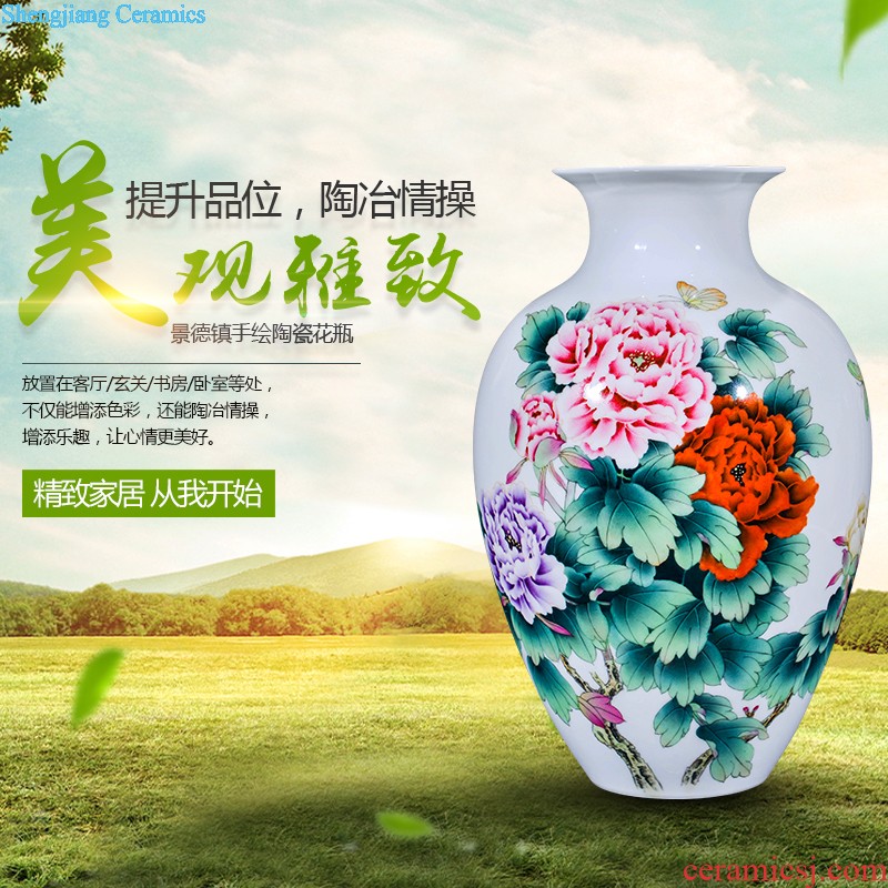 Jingdezhen ceramics hand-painted vases, flower arranging new Chinese style household adornment handicraft sitting room half a knife mud furnishing articles