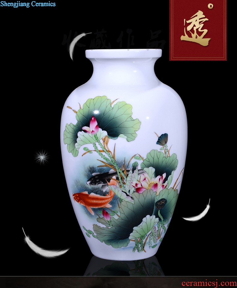 Famous hand-painted ceramic vase furnishing articles jingdezhen porcelain household sitting room adornment flower arranging furnishing articles creative arts and crafts