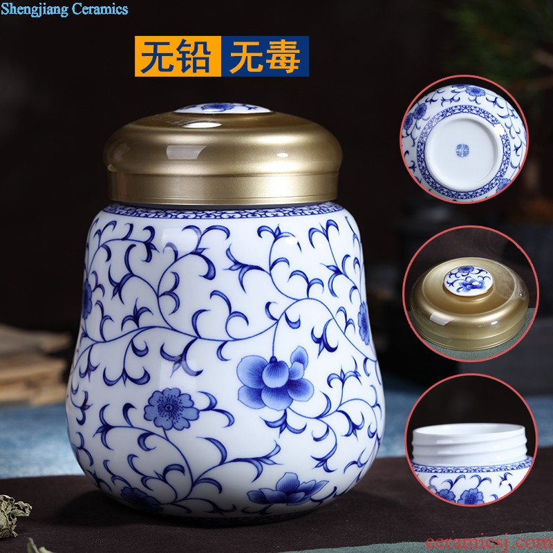 Jingdezhen hand-painted ceramic seal pot large metal caddy cover POTS sitting room place POTS of blue and white porcelain