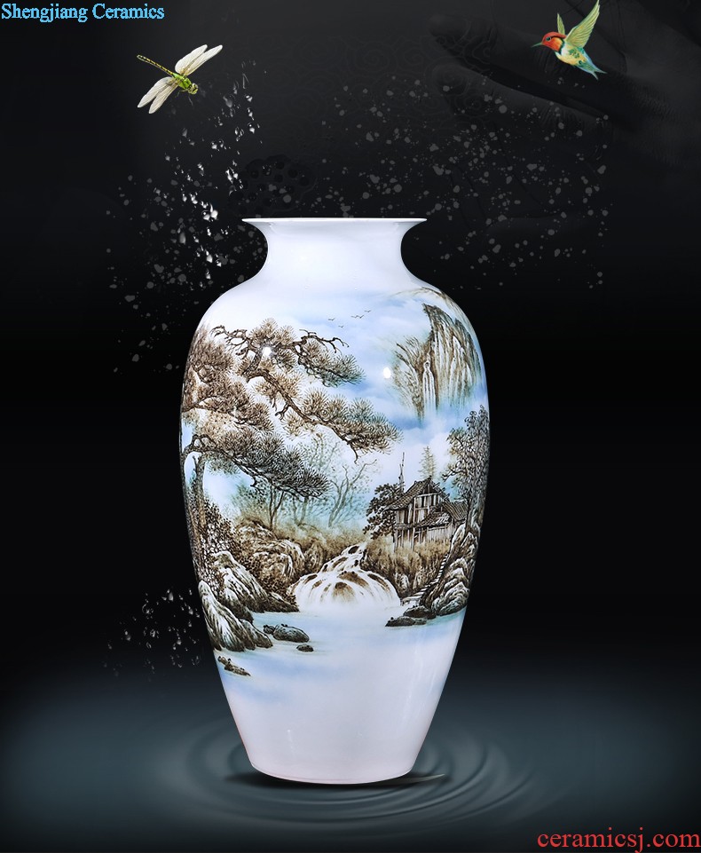 Jingdezhen ceramic flower vases peach famous sitting room hand-painted crafts creative household adornment restoring ancient ways furnishing articles