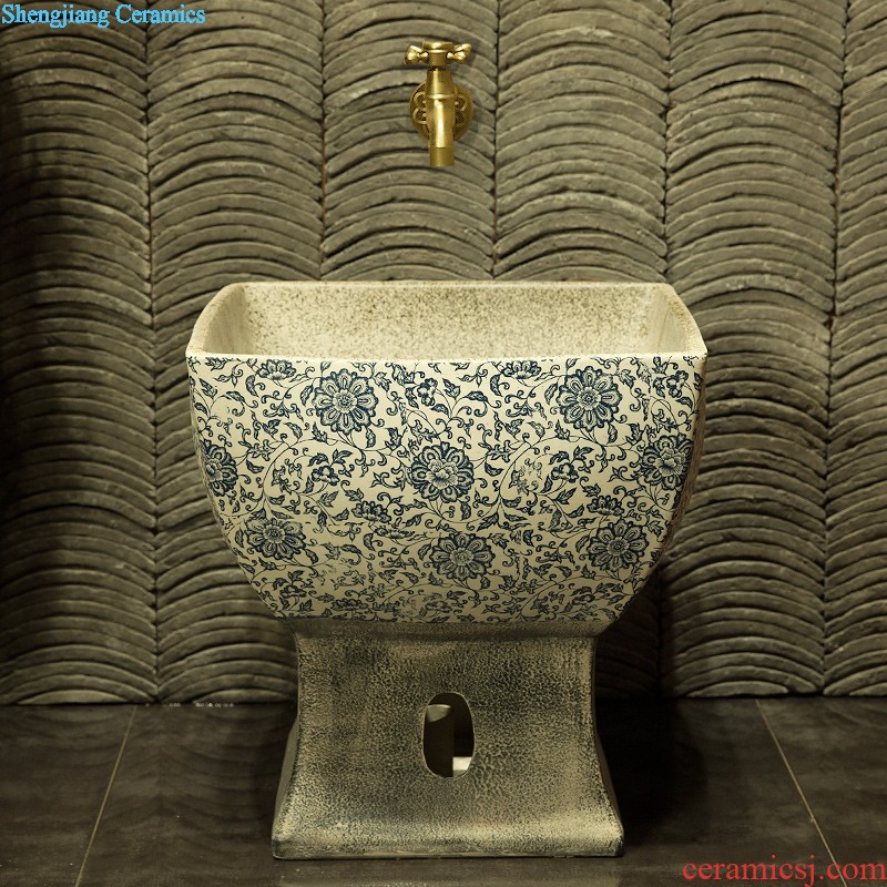 M beautiful hand-painted pillar basin ceramic art basin sink basin crack in blue flowers and birds