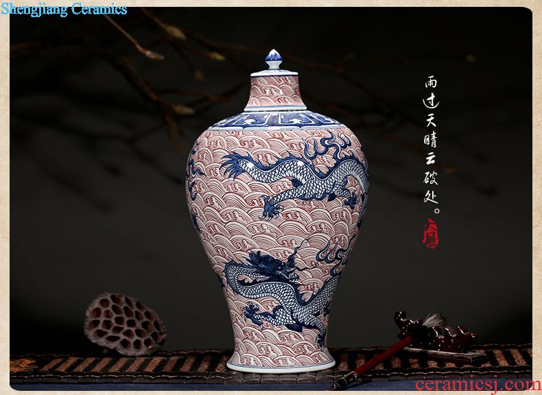 Jingdezhen ceramic vase furnishing articles by hand-painted tong qu dry high lucky bamboo rich ancient frame porcelain vase furnishing articles