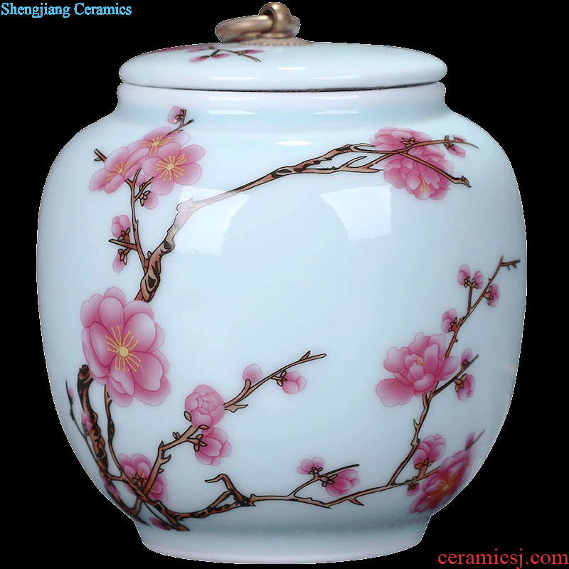 Exhibition of jingdezhen ceramics pu 'er tea tea pot of tea urn storage storehouse boxes large plum tea caddy