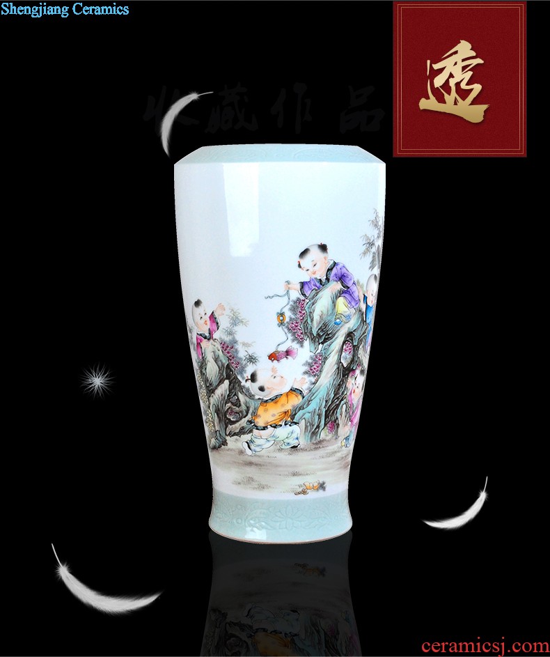 Jingdezhen ceramic hand-painted vase vase planting new Chinese style household adornment handicraft sitting room TV ark furnishing articles