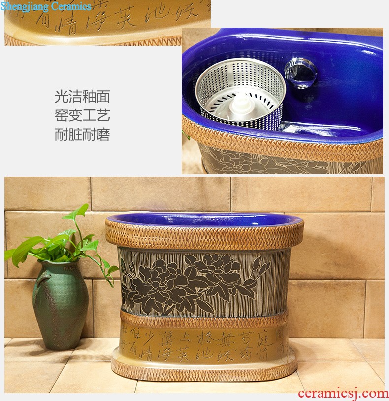 Ou basin one-piece lavabo ceramic golden column pillar floor lavatory basin hotel and trip in