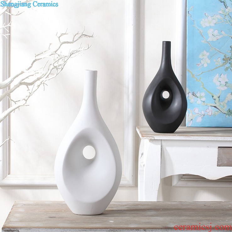 Jingdezhen ceramics kiln vase three-piece new Chinese flower arranging home furnishing articles sitting room adornment handicraft