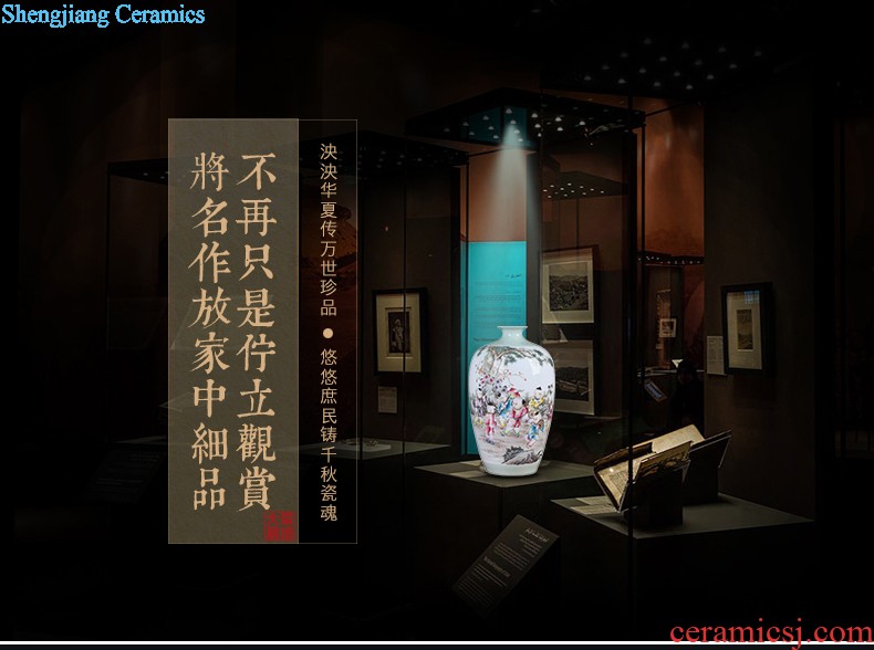 Jingdezhen hand-painted vases, famous artists Peony figure sitting room TV ark flower arranging rich ancient frame furnishing articles furnishing articles ceramics