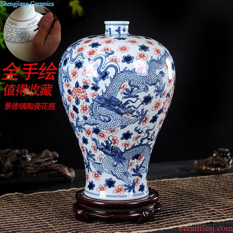 Jingdezhen ceramic manual Chinese antique blue and white porcelain vase household decorative porcelain vases furnishing articles furnishing articles arranging flowers