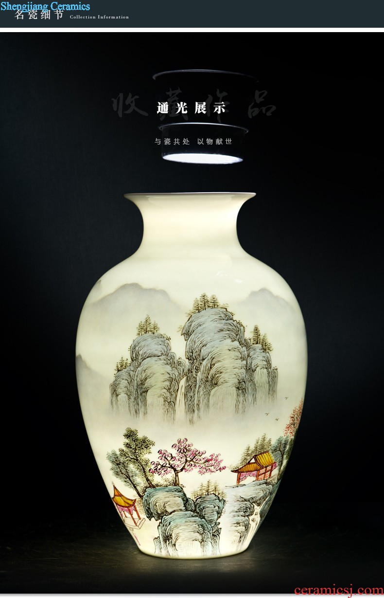 Jingdezhen blue and white porcelain vase penjing masters hand draw a tiger sitting room TV cabinet decoration decoration of Chinese style household