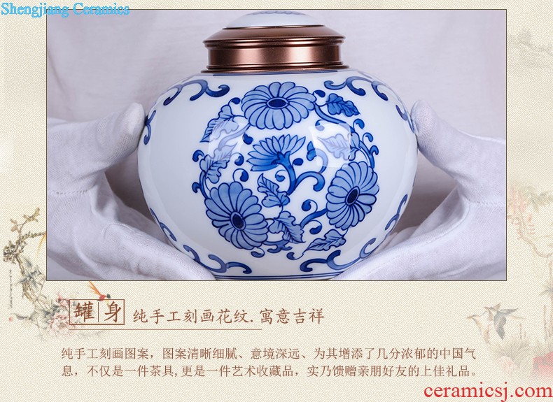 Hand-painted restoring ancient ways of jingdezhen blue and white porcelain vase gourd furnishing articles rich ancient frame antique Chinese style household ceramics handicraft