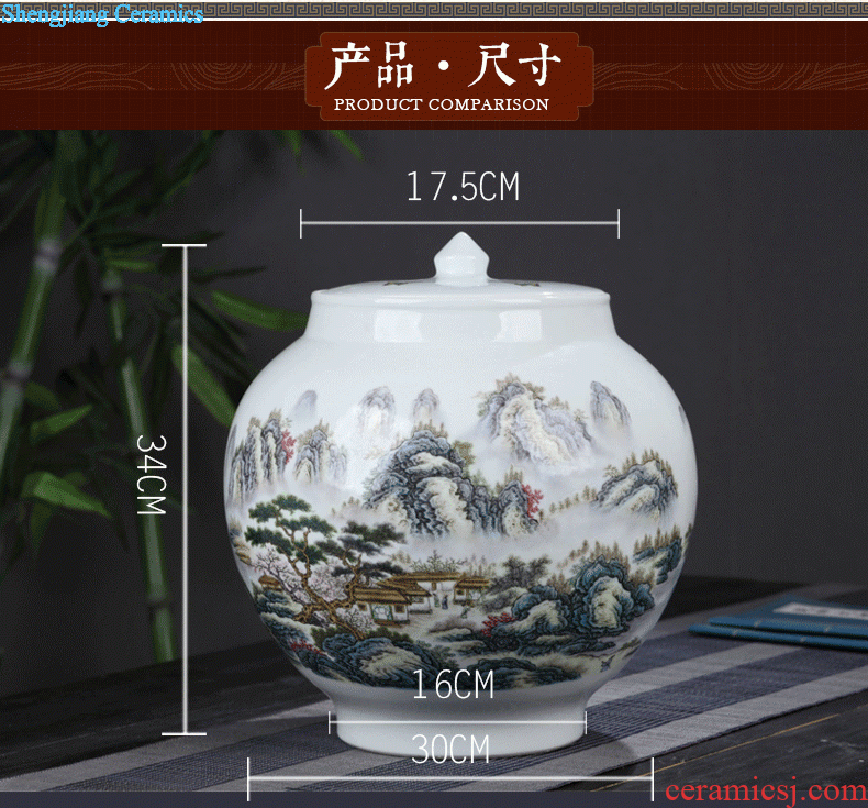 To make Jingdezhen ceramic caddy large-sized receives half a catty Sealed cans plum 1 catty tea storage tanks