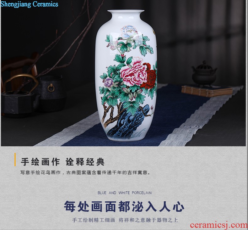 Furnishing articles antique vase of jingdezhen ceramics handicraft furnishing articles furnishing articles office decoration of Chinese style rich ancient frame