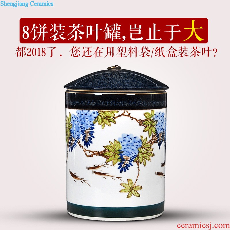 Creative portable caddy half jins of pottery and porcelain tea storage POTS of jingdezhen porcelain pot tea sealed cans of restoring ancient ways