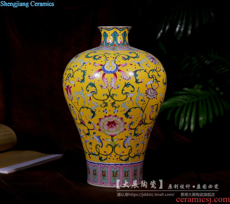 Jingdezhen ceramics hand-painted furnishing articles lucky bamboo vase dry flower vases, new Chinese style living room ceramic bottle furnishing articles