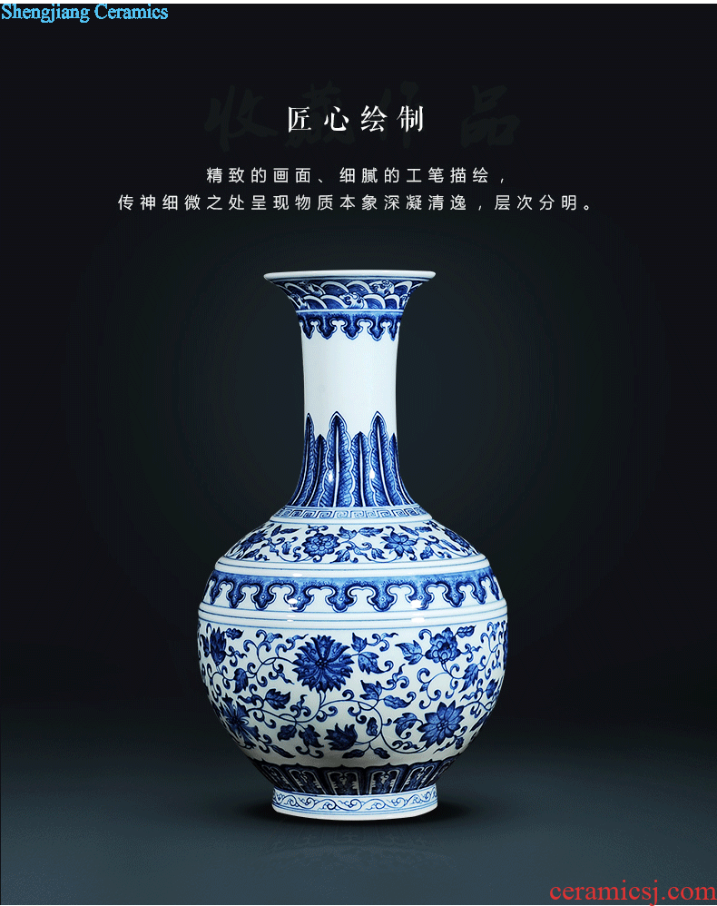 Chinese pottery and porcelain vase furnishing articles The living room floor high modern creative home famous hand-painted handicraft arranging flowers