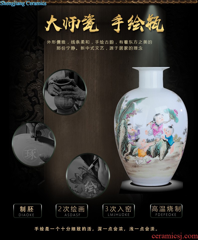 Jingdezhen ceramics famous hand-painted vases, modern fashion creative furnishing articles dry flower lucky bamboo living room The vase