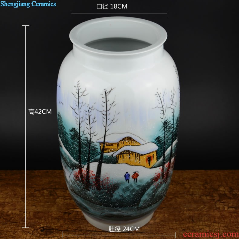 Jingdezhen ceramics Archaize peacock blue vase Chinese sitting room ark creative retro furnishing articles ornaments