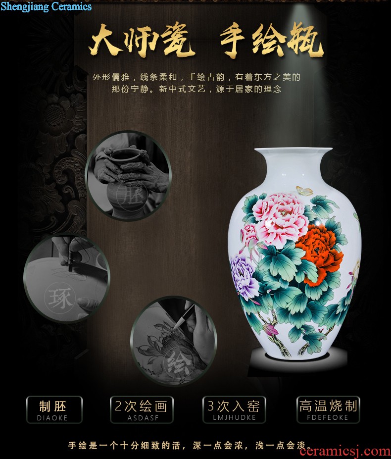 Jingdezhen ceramics hand-painted vases, flower arranging new Chinese style household adornment handicraft sitting room half a knife mud furnishing articles