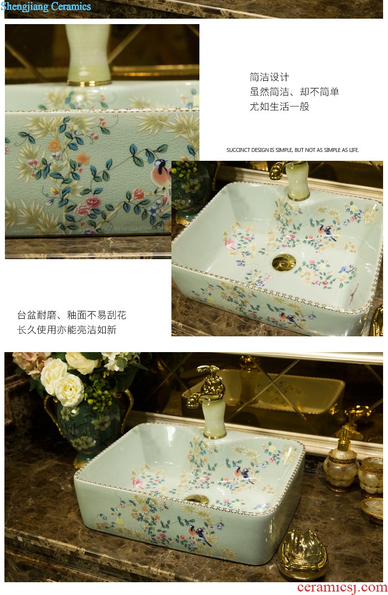 On the ceramic POTS on the oval wash gargle lavabo lavatory basin bathroom art basin of household