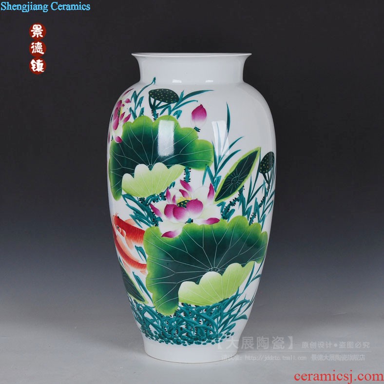 Famous hand-painted vases, ceramic furnishing articles furnishing articles sitting room put dried flowers home rich ancient frame decoration of jingdezhen ceramic bottle