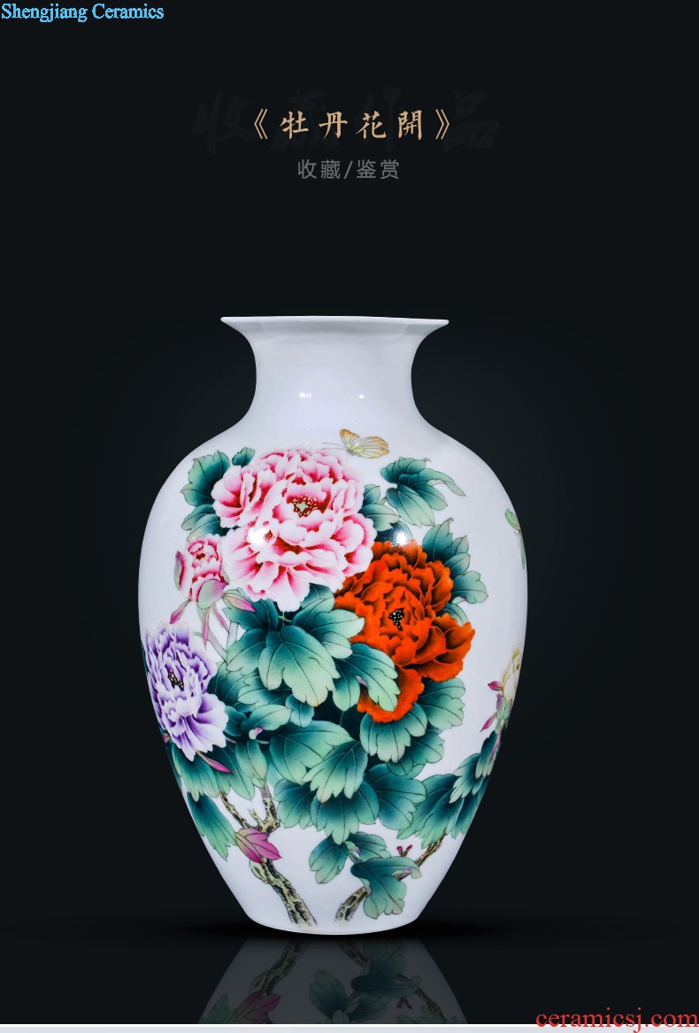 Jingdezhen ceramics hand-painted vases, flower arranging new Chinese style household adornment handicraft sitting room half a knife mud furnishing articles