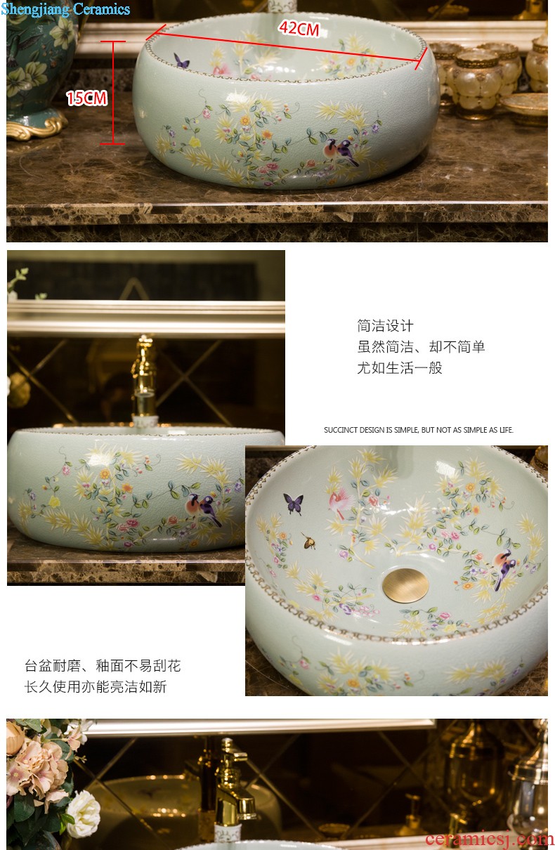 On the ceramic POTS on the oval wash gargle lavabo lavatory basin bathroom art basin of household