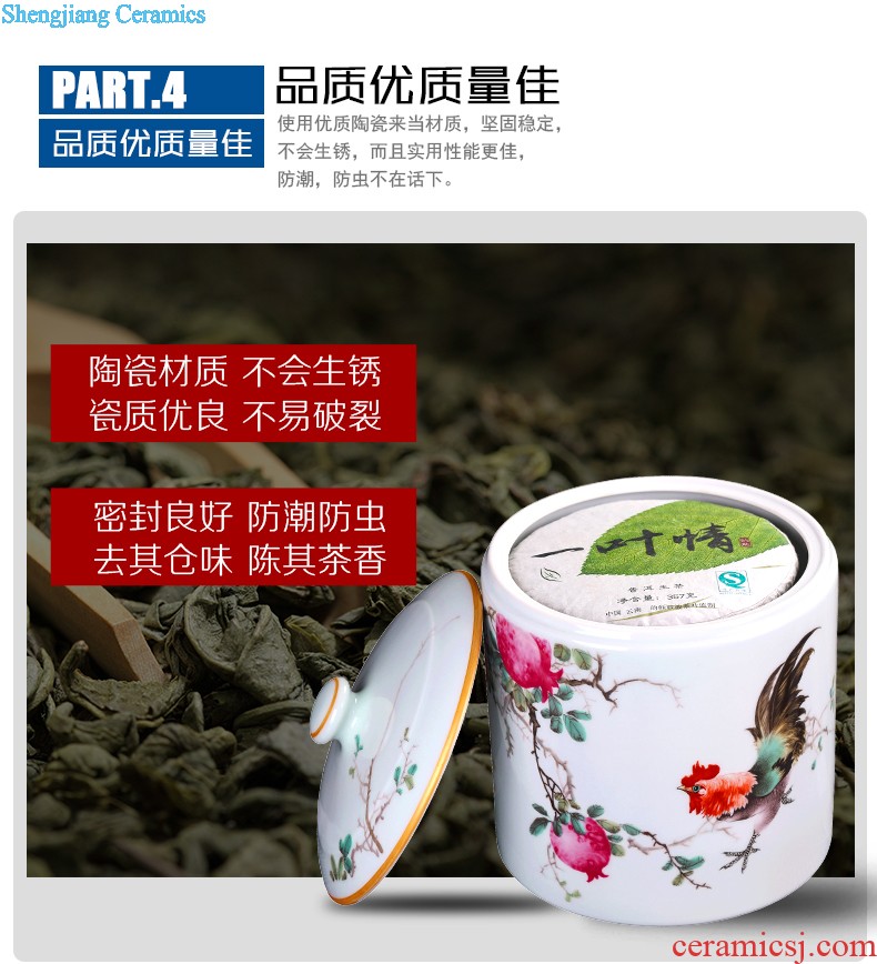 Hand-painted jingdezhen porcelain pot put POTS puer tea box cake store tea urn the seventh, peulthai the caddy tea large household