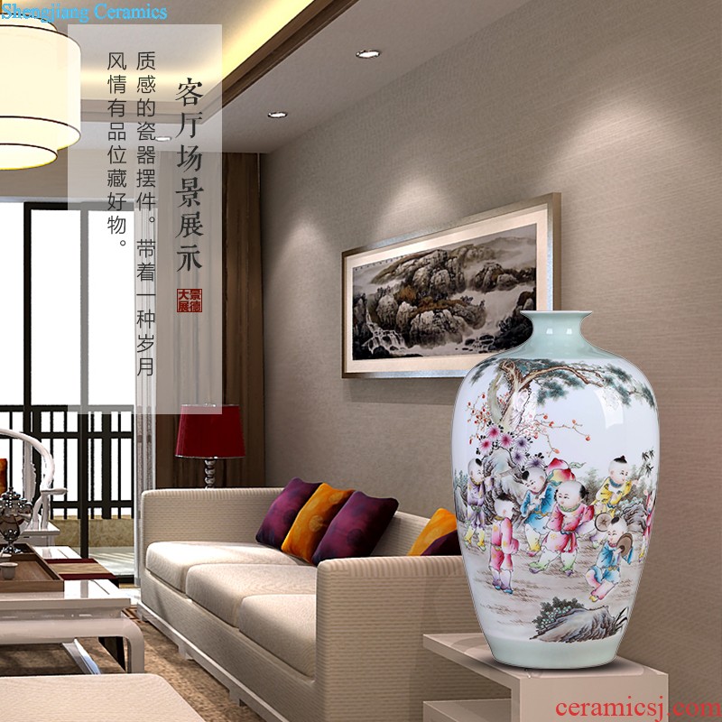 Jingdezhen hand-painted vases, famous artists Peony figure sitting room TV ark flower arranging rich ancient frame furnishing articles furnishing articles ceramics