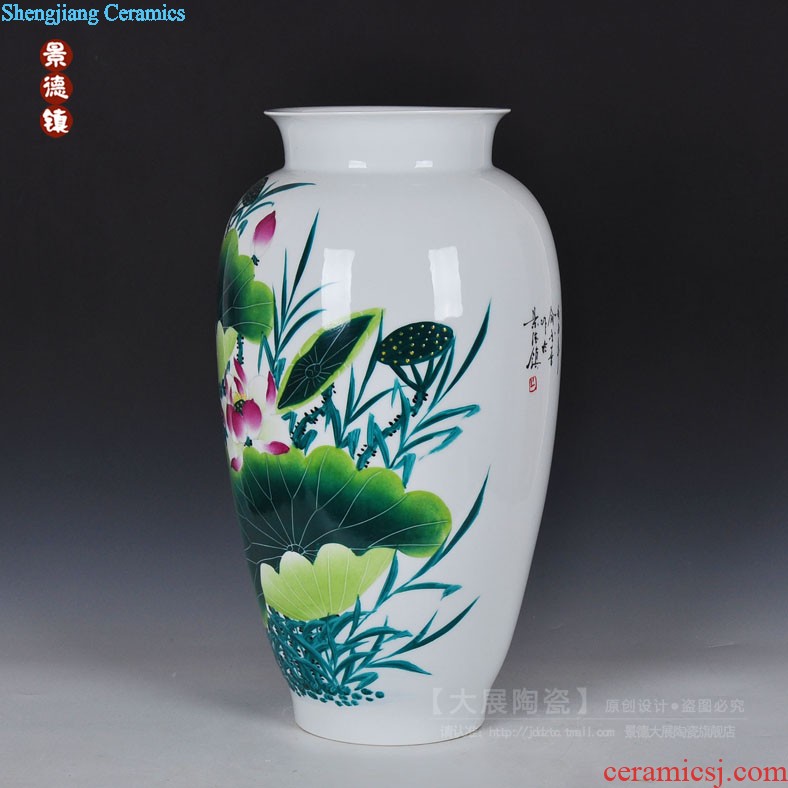 Famous hand-painted vases, ceramic furnishing articles furnishing articles sitting room put dried flowers home rich ancient frame decoration of jingdezhen ceramic bottle