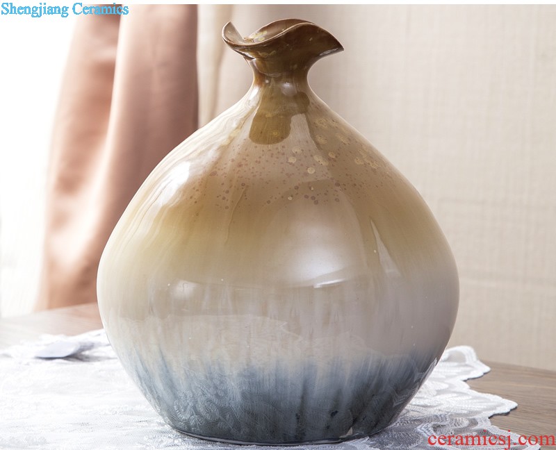 Art kiln porcelain vase decoration Flower glaze olive bottle Modern home furnishing articles porcelain arts and crafts