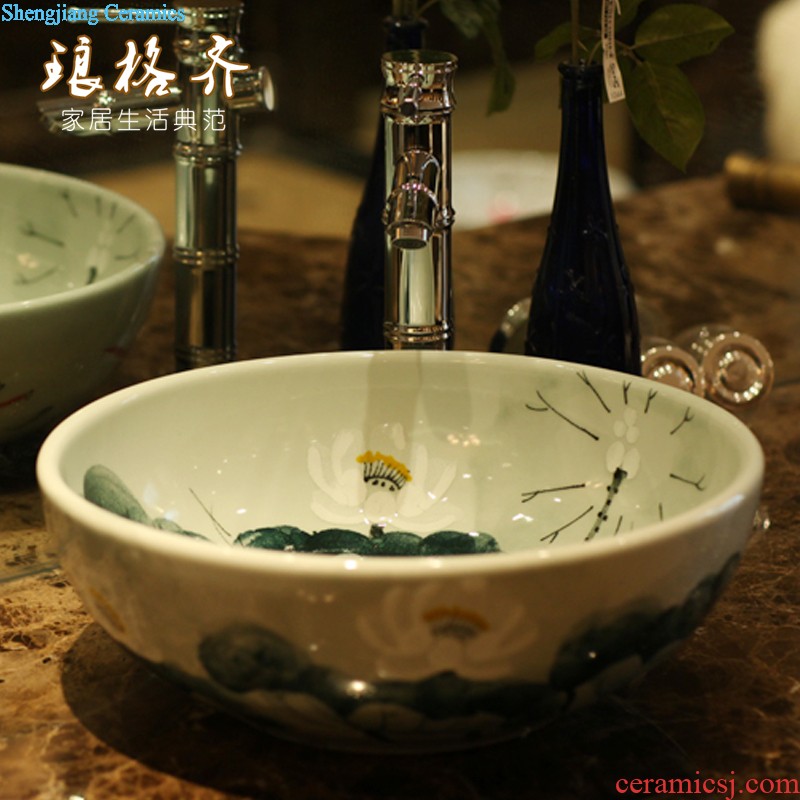 Jingdezhen ceramic contracted household pillar bowl lavatory toilet lavabo, pillar type restoring ancient ways is the white lotus