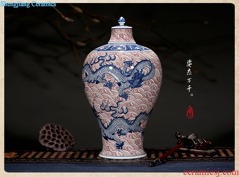 Jingdezhen ceramic vase furnishing articles by hand-painted tong qu dry high lucky bamboo rich ancient frame porcelain vase furnishing articles