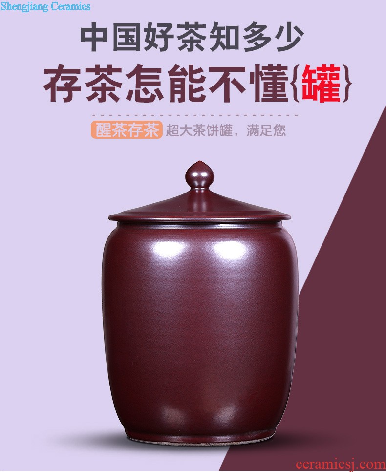 Jingdezhen ceramic tea pot of large storage tank 30 jins of puer tea rice cylinder seal up POTS moistureproof tea set