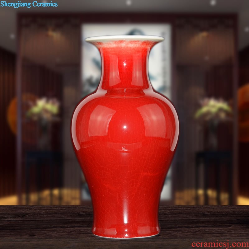 Jingdezhen ceramics China's large red vase Chinese style wedding wedding sitting room place home decorations