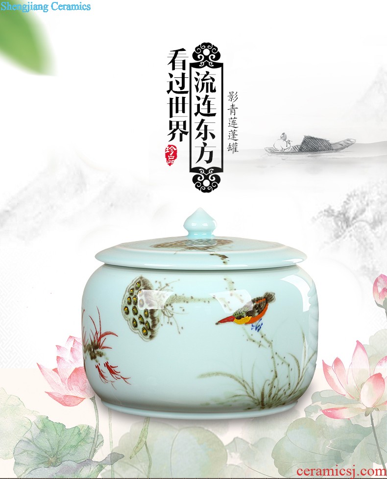 Ceramic tea pot large pu 'er wake receives the tea urn storage barrels all hand jingdezhen ceramic tea set tea