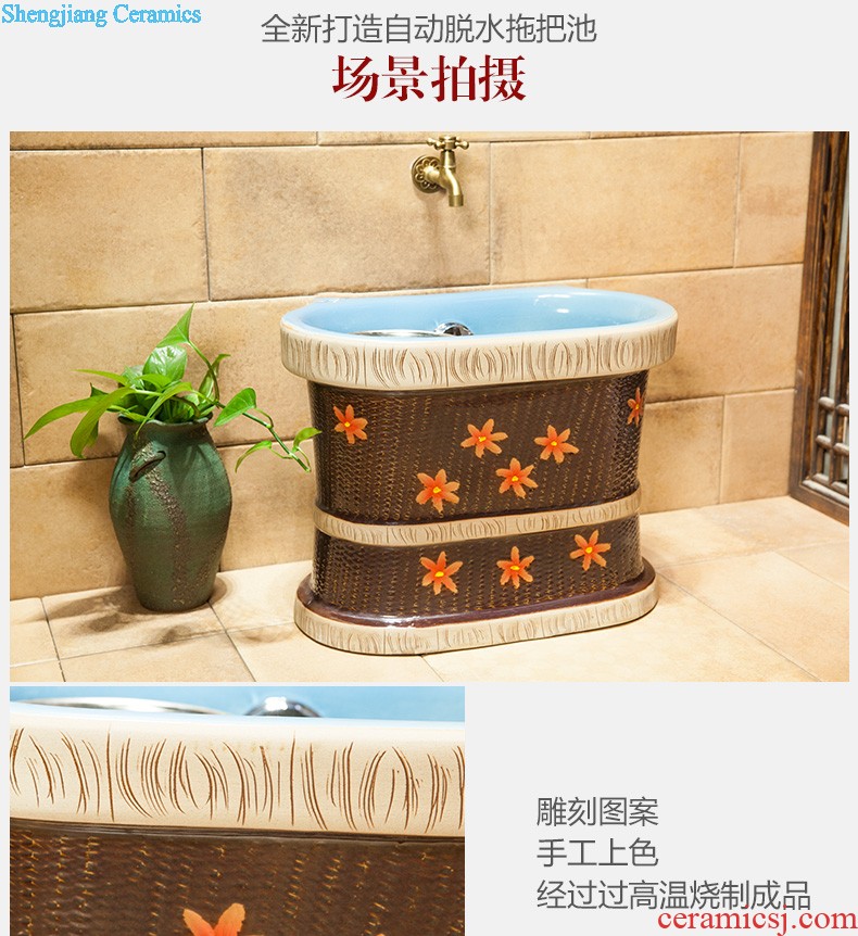 Ou basin one-piece lavabo ceramic golden column pillar floor lavatory basin hotel and trip in