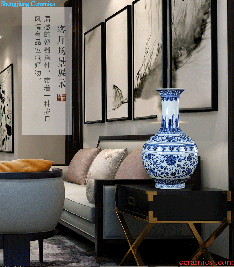 Chinese pottery and porcelain vase furnishing articles The living room floor high modern creative home famous hand-painted handicraft arranging flowers