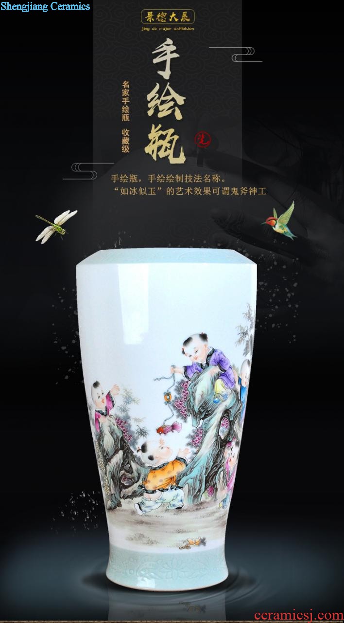 Jingdezhen ceramic hand-painted vase vase planting new Chinese style household adornment handicraft sitting room TV ark furnishing articles